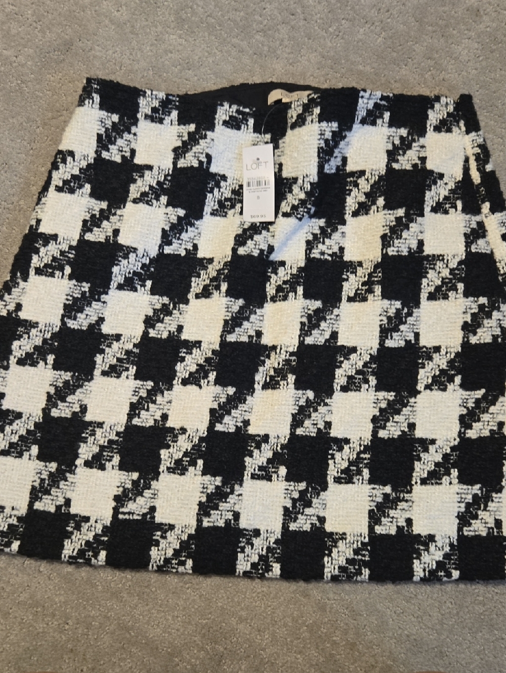 LOFT Black and White Houndstooth Mini Skirt
